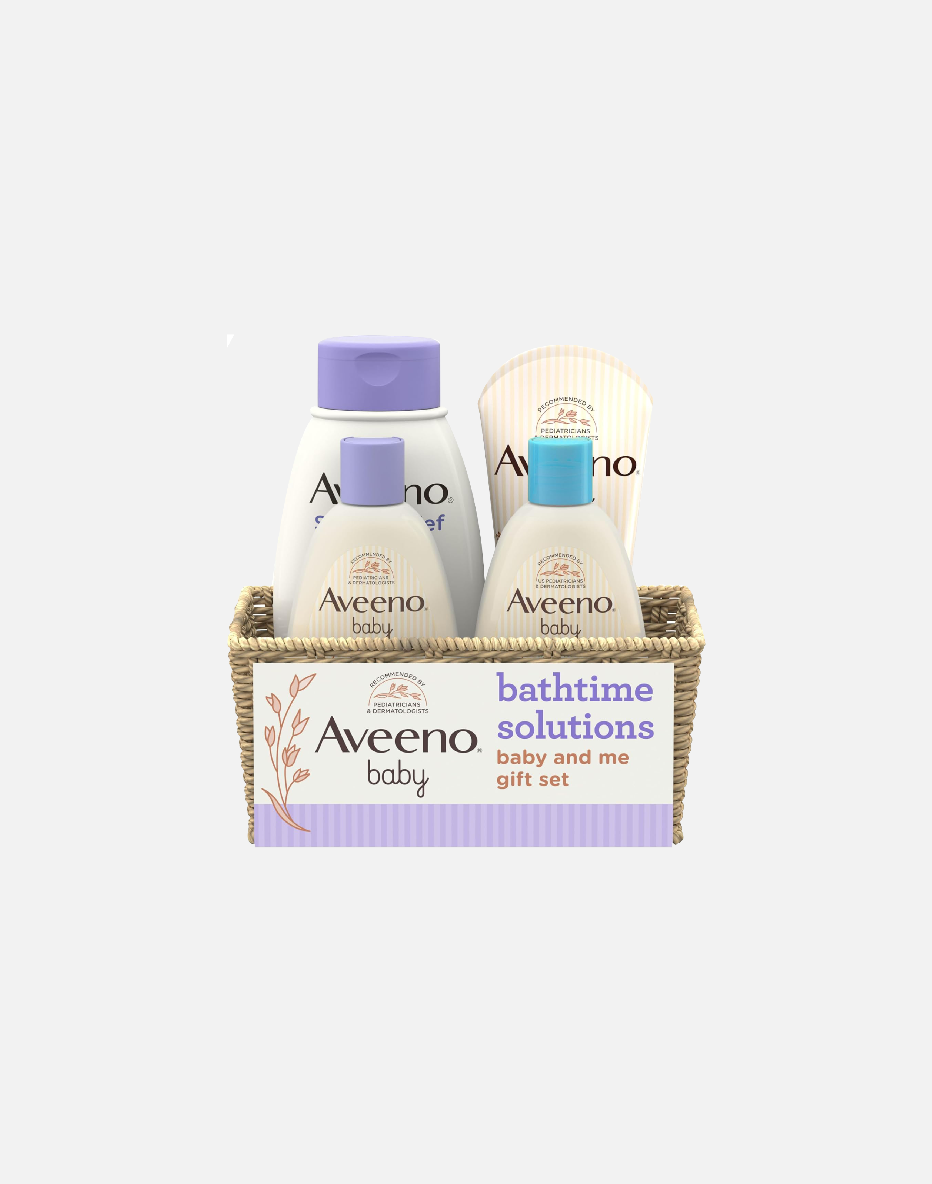 Aveeno Baby Bathtime Solutions Baby & Me Gift Set with Baby Wash & Shampoo