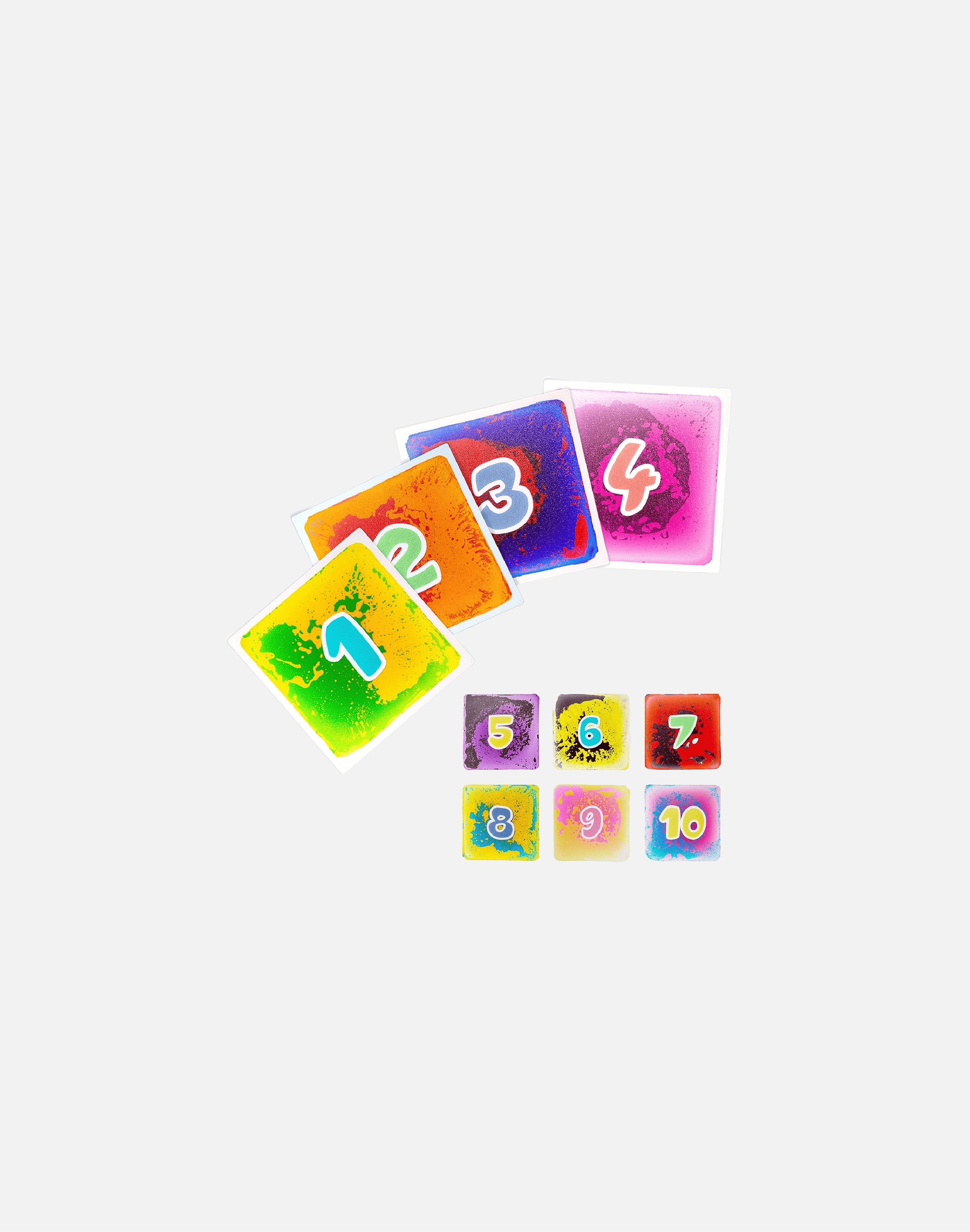 10-Pack Numbered Liquid Sensory Tiles, 12" x 12" Activity Play Mats for Toddlers