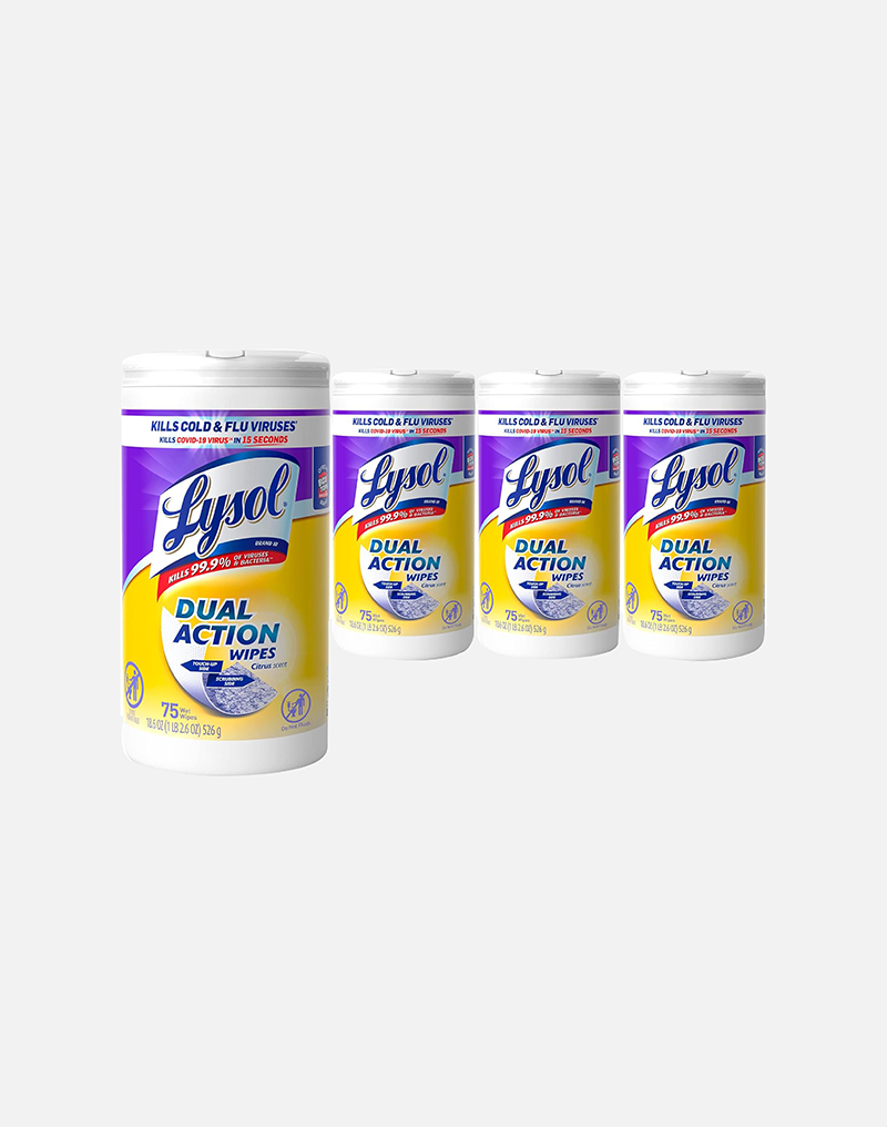 Lysol Dual Action Disinfectant Wipes, Multi-Surface Antibacterial Scrubbing Wipes