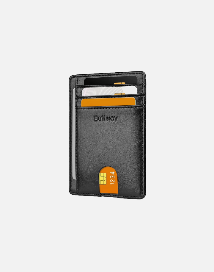 Buffway Slim Minimalist Front Pocket RFID Blocking Leather Wallets for Men and Women