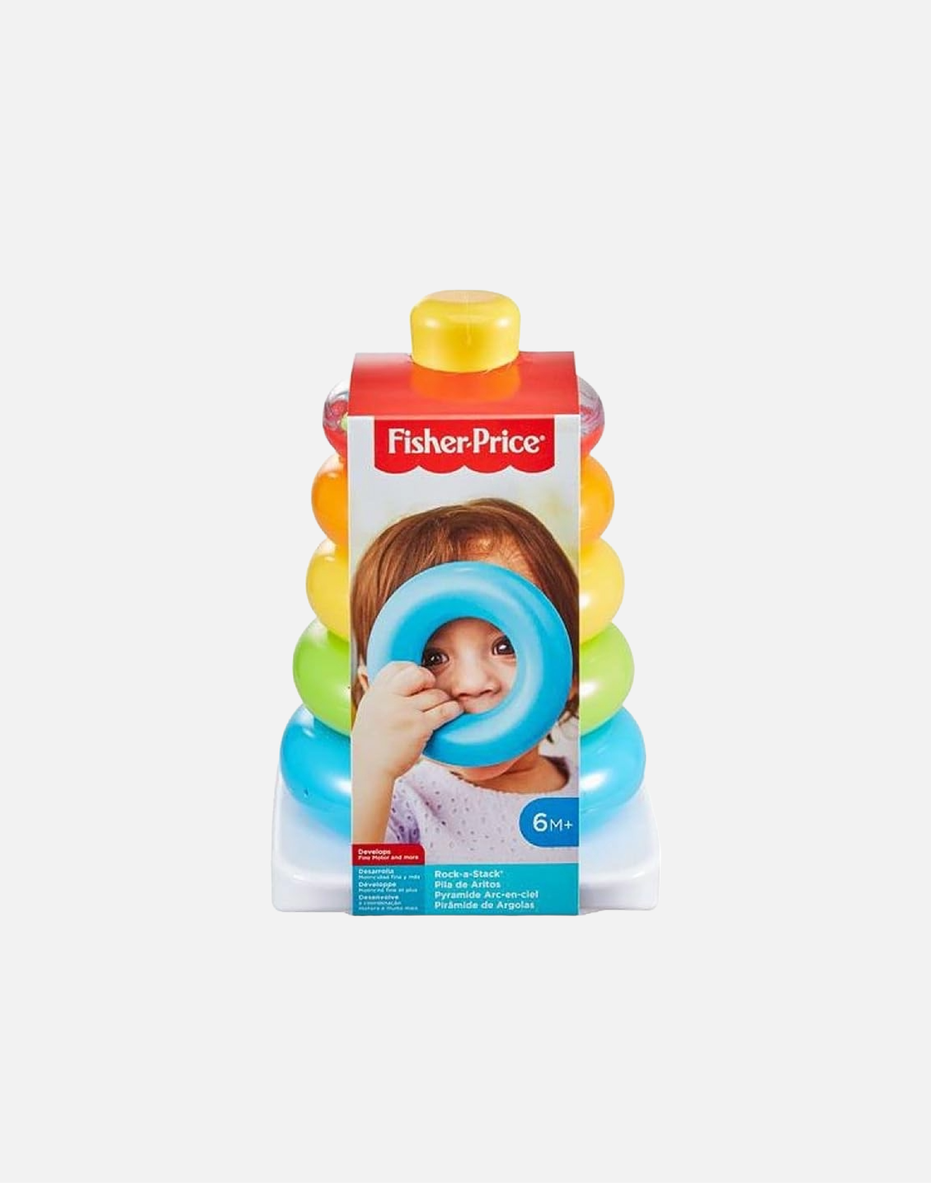 Fisher-Price Baby Stacking Toy Rock-A-Stack, Roly-Poly Base with 5 Colorful Rings
