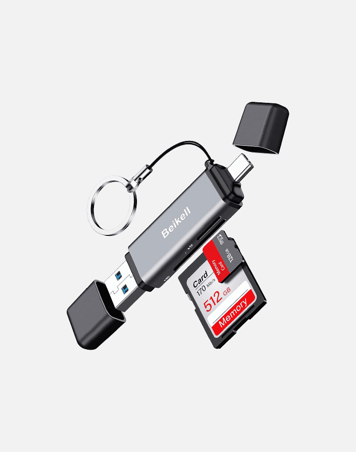 SD Card Reader, Dual Connector USB 3.0/USB C Memory Card Reader Adapter