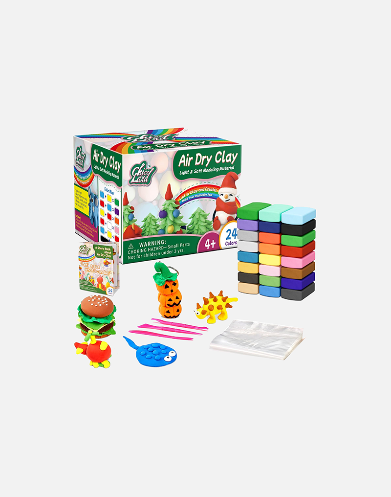 Chico Land Clay Kit - 24 Colors Air Dry Clay, Gift for Boys & Girls Age 4+ Year Old