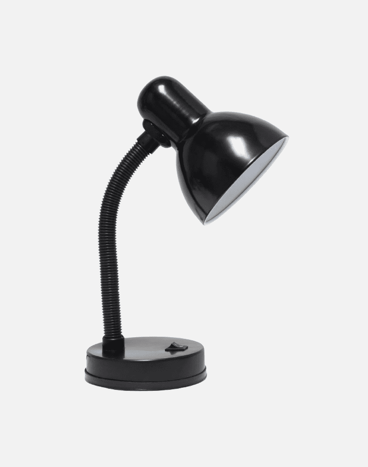 Simple Designs LD1003-BLK Basic Metal Desk Lamp with Flexible Hose Neck for Office