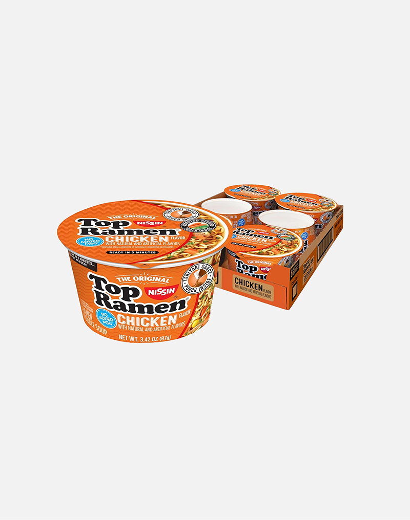 Nissin Top Ramen Bowl Ramen Noodle Soup, Chicken, 3.42 Ounce