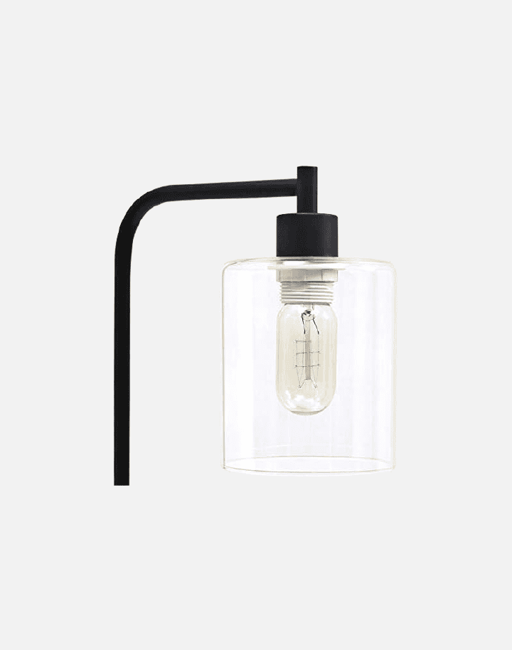 Simple Designs Bronson Antique Style Industrial Iron Lantern Desk Bedside Glass Shade Table Lamp