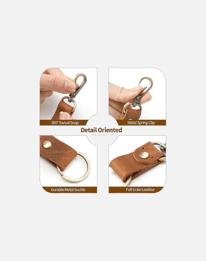 Jack&Chris Genuine Leather Keychain, Small Keychain for Man and Women