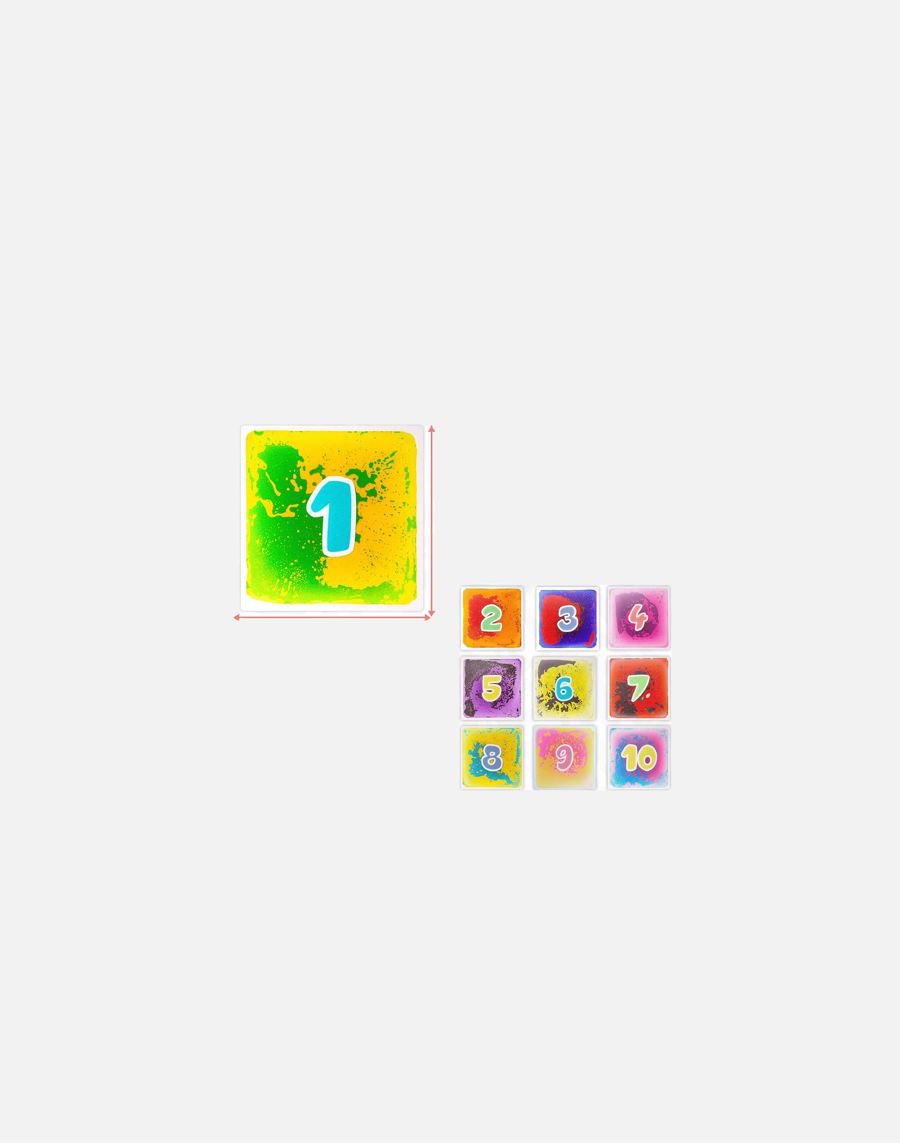 10-Pack Numbered Liquid Sensory Tiles, 12" x 12" Activity Play Mats for Toddlers