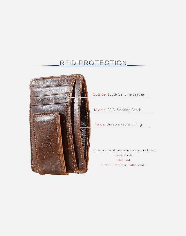 Hopsooken StoreMoney Clip RFID Front Pocket Wallet Men Leather Slim Minimalist Wallet