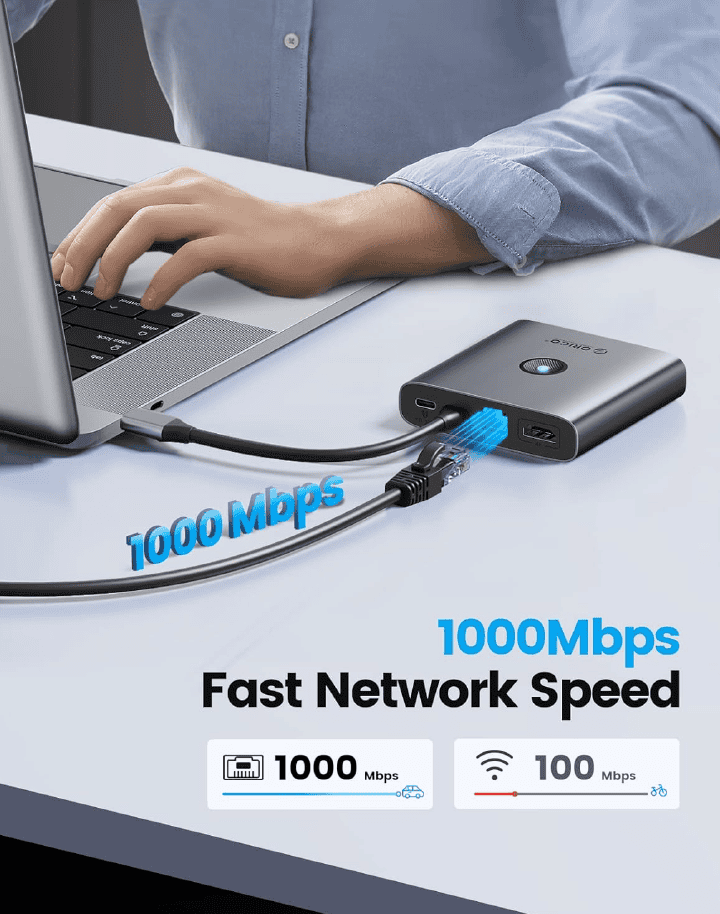 ORICO USB C Docking Station, 6 in 1 USB C Hub with 4K HDMI