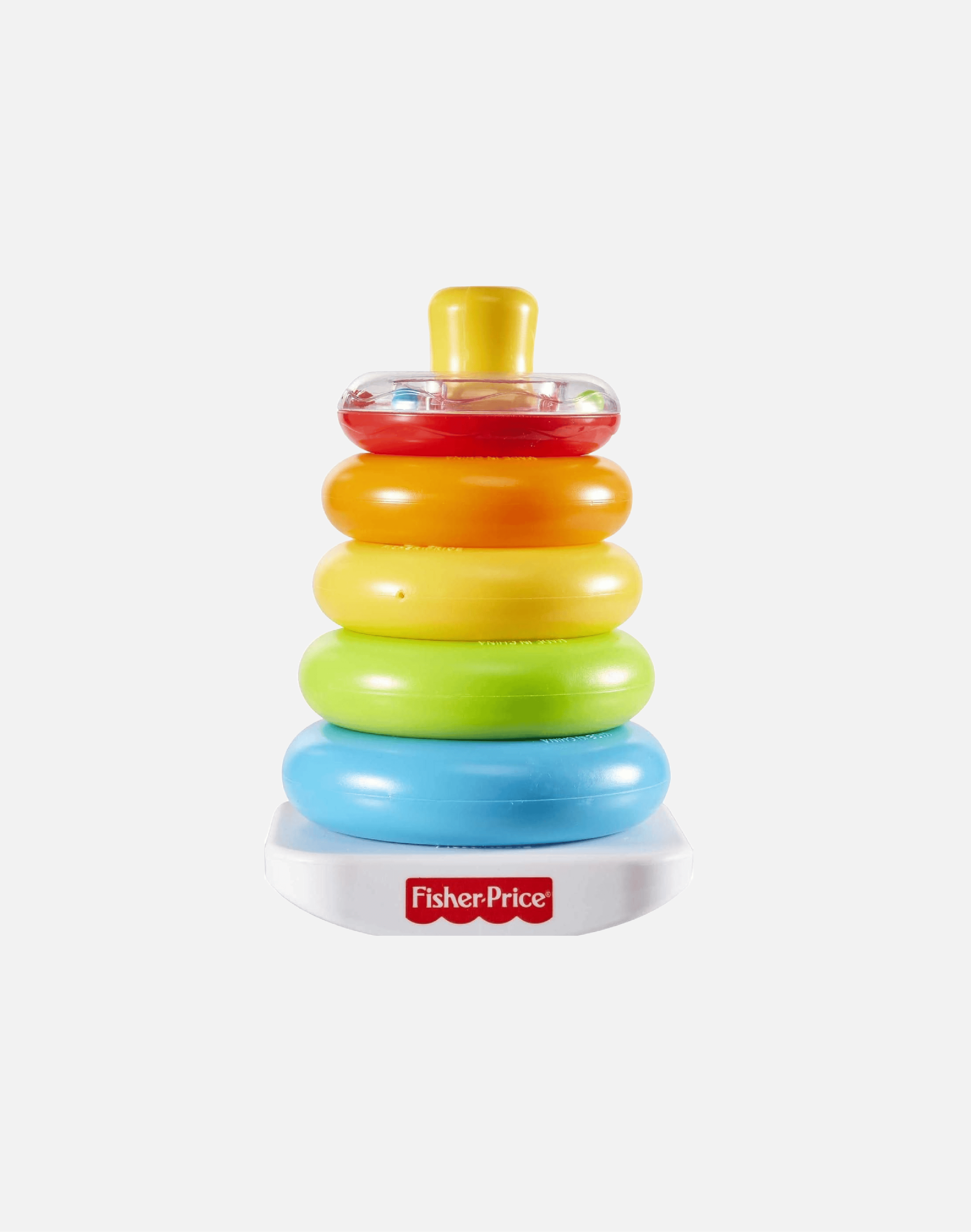Fisher-Price Baby Stacking Toy Rock-A-Stack, Roly-Poly Base with 5 Colorful Rings