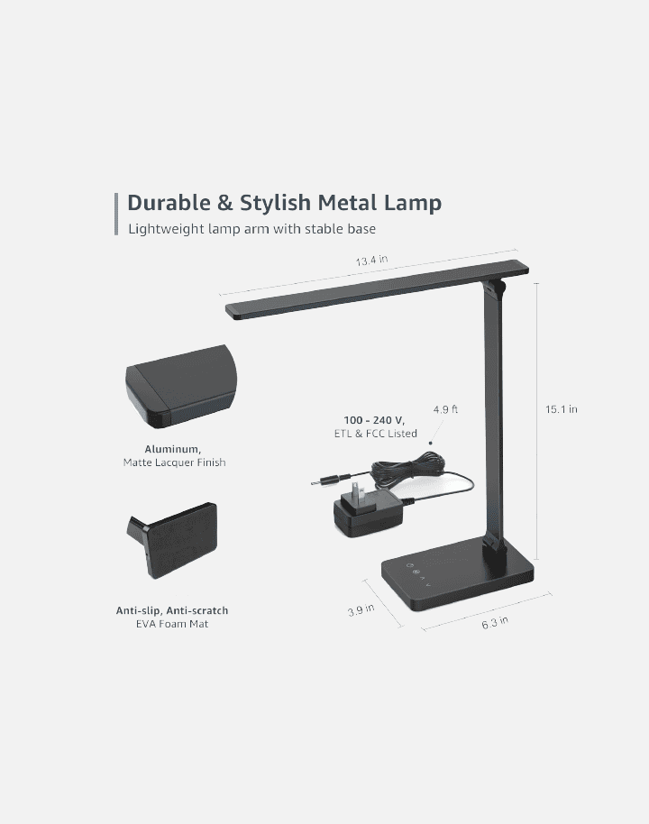 Lepro LED Desk Lamp for Home Office, 9.5W 750LM Metal Touch Control Desk Light