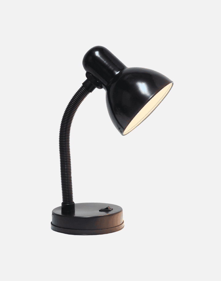 Simple Designs LD1003-BLK Basic Metal Desk Lamp with Flexible Hose Neck for Office