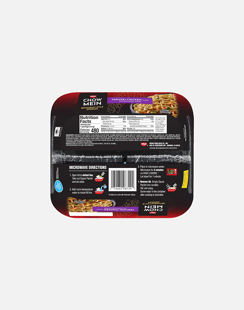 Nissin Chow Mein Teriyaki, Chicken, 4 Ounce